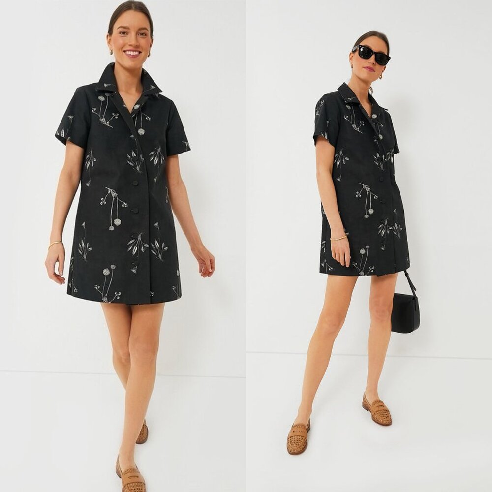 Tuckernuck NEW Black Meadow Rue Marley Collared Cotton Mini Dress Size XL - Picture 3 of 11